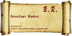 Boschan Rados névjegykártya